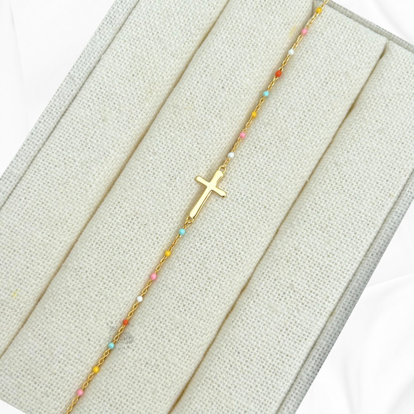 18K Gold Plated Cross Bracelet – S925 Sterling Silver & Zircon, Gift Boxed - Picture 4 of 4